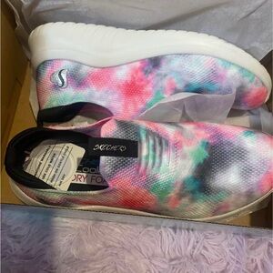 Skechers Pink and Blue Tie-Dye Sneakers